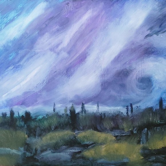 Purple Storm (39x47 oil on board with custom frame) - Picture 3 of 3